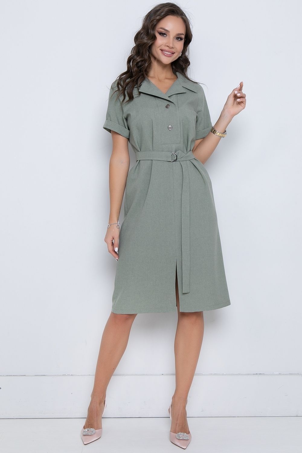 Платье Успех (оливка) Diolche (Акция)