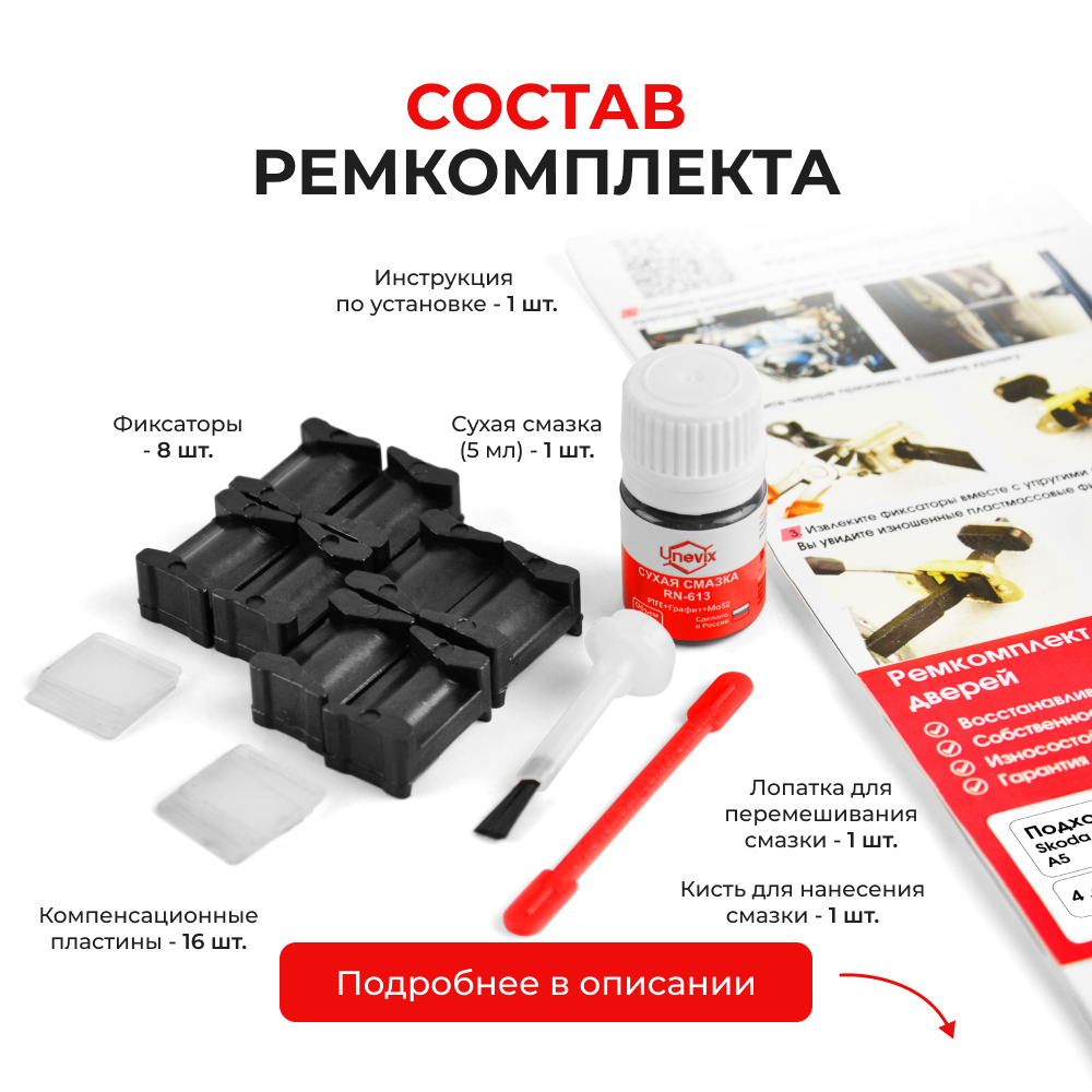 Ремкомплект ограничителей дверей Skoda OCTAVIA (II) A5 1Z (4 двери, тип 12) 2004-2013