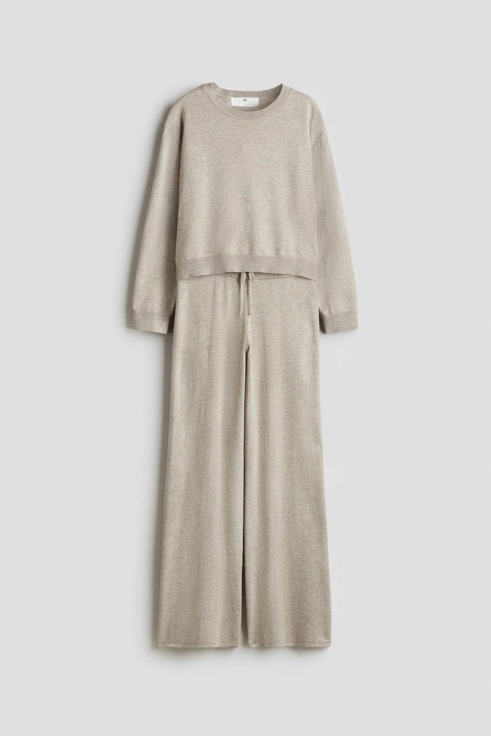 H&M Комплект из мягкого тонкого свитера и брюк-джоггеров, светло-бежевый