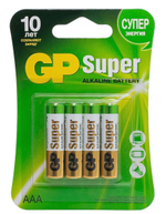 Батарейка GP Super Алкалиновая LR03 24A (ААА) 4шт блистер 6281