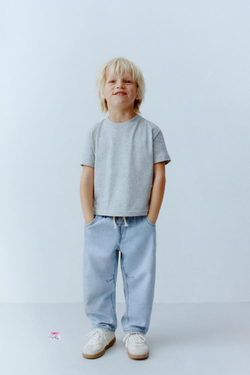 ZARA ДЖИНСЫ BAGGY СО ШНУРКАМИ, ГОЛУБОЙ