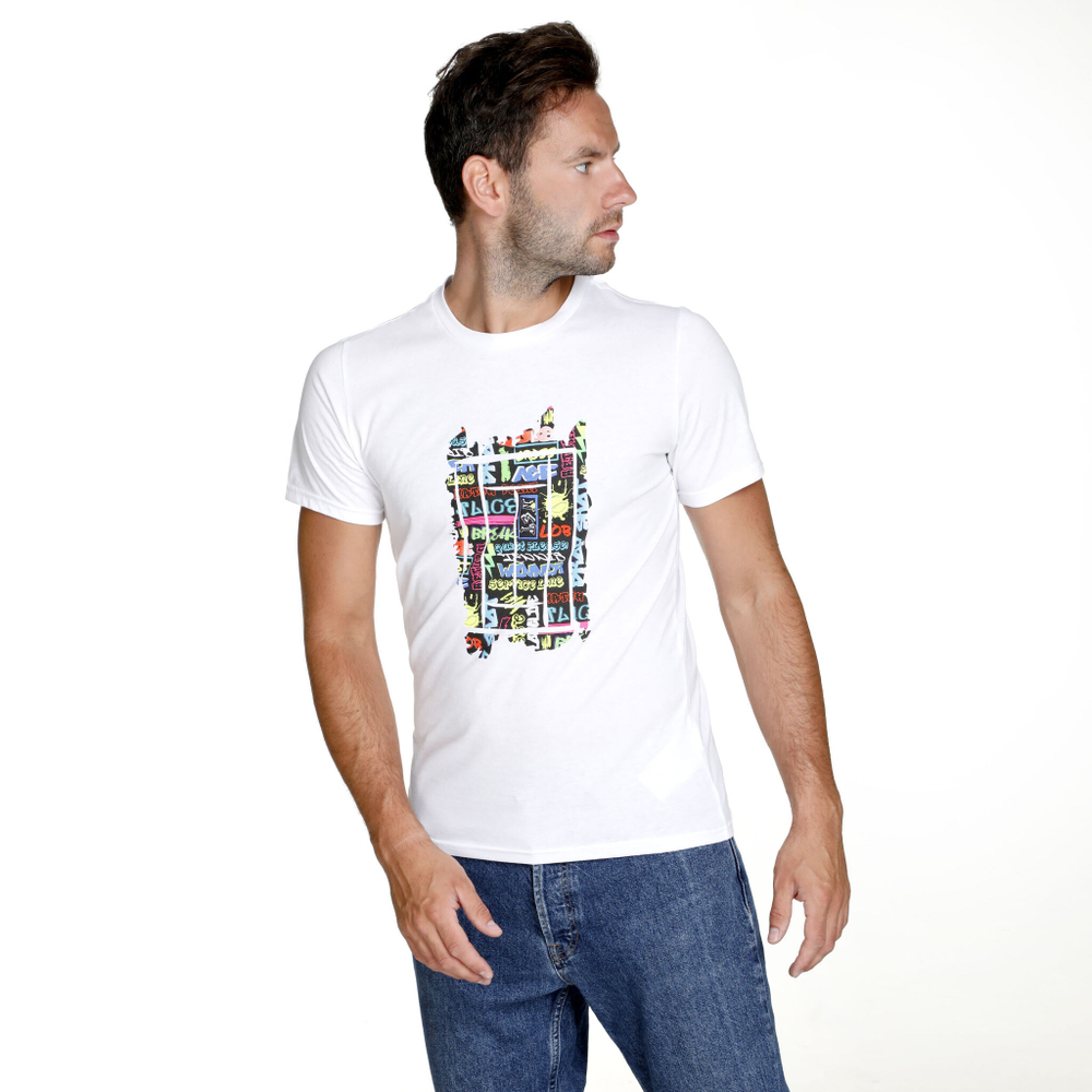 Мужское теннисное поло Tennis-Point Graffity T-Shirt Men - White, Multicoloured