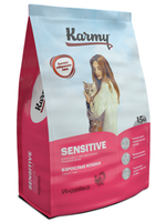 Karmy Sensitive Сухой корм для взрослых кошек с чувствительным пищеварением с индейкой, 1,5 кг