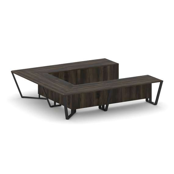 Steel Meet Стол переговорный П-образный KD-PR.B.SP-11P Дуб Мали/Металл Черный 3200*3200*750