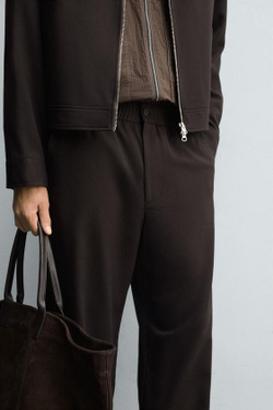 ZARA БРЮКИ-ДЖОГГЕРЫ КЛАССИЧЕСКОГО КРОЯ, КОРИЧНЕВЫЙ