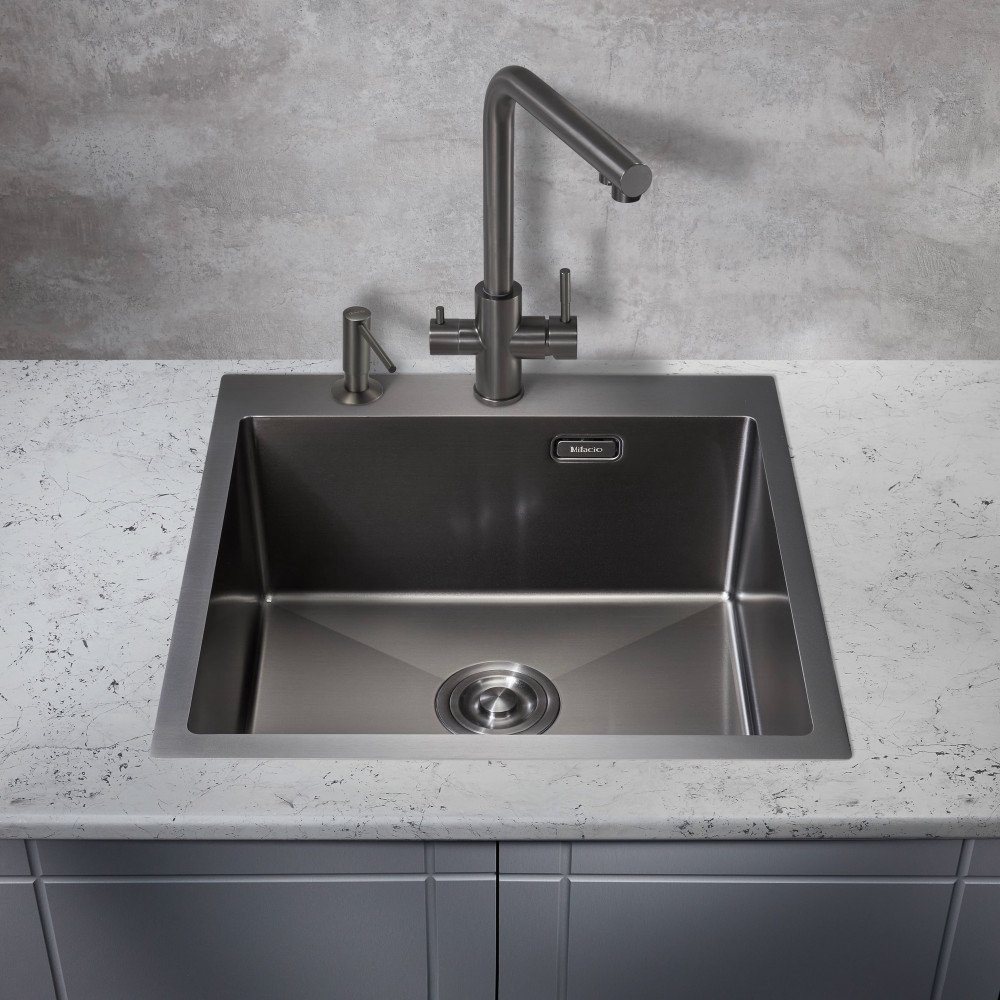 Мойка для кухни MILACIO Denia 51 Steel MC.77489 сталь воронёная