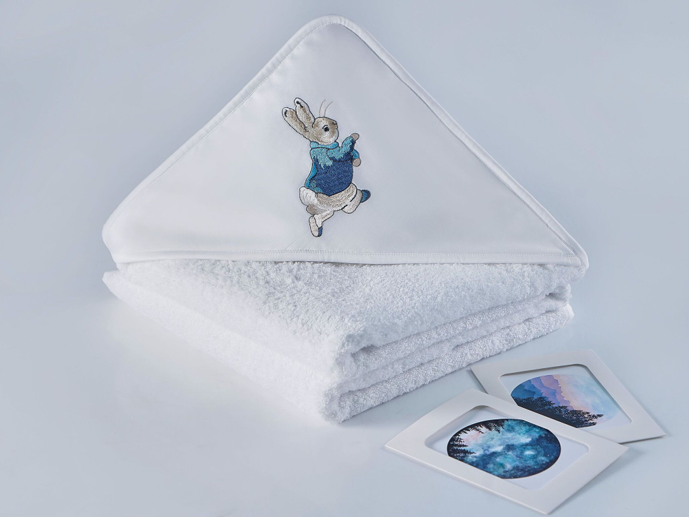 Полотенце детское 120х120 Claire Batiste Atelier Зайчик для новорожденных с капюшоном