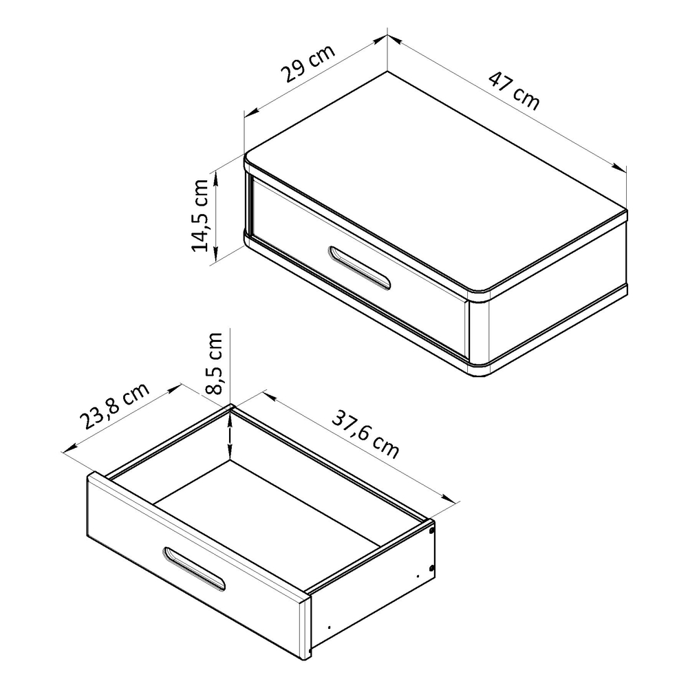 Тумба прикроватная, 47х29х15, Мелания, подвесная, с ящиком, красный, массив березы, Dipriz