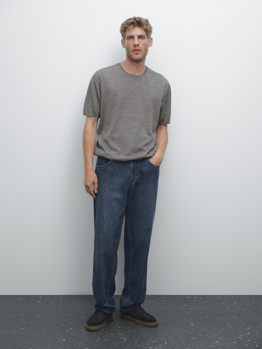 Massimo Dutti Трикотажная футболка с коротким рукавом, серый