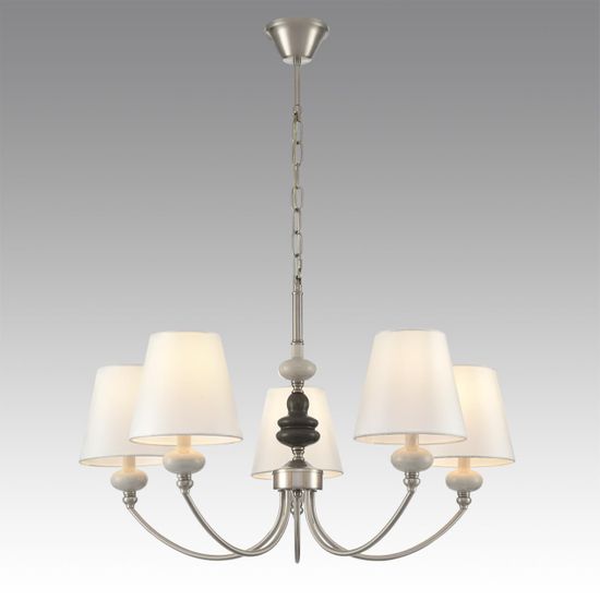 8283/5 CLASSI никель/белый, металл/керамика/текстиль Люстра Е14 5*40W 220V KENTUKI