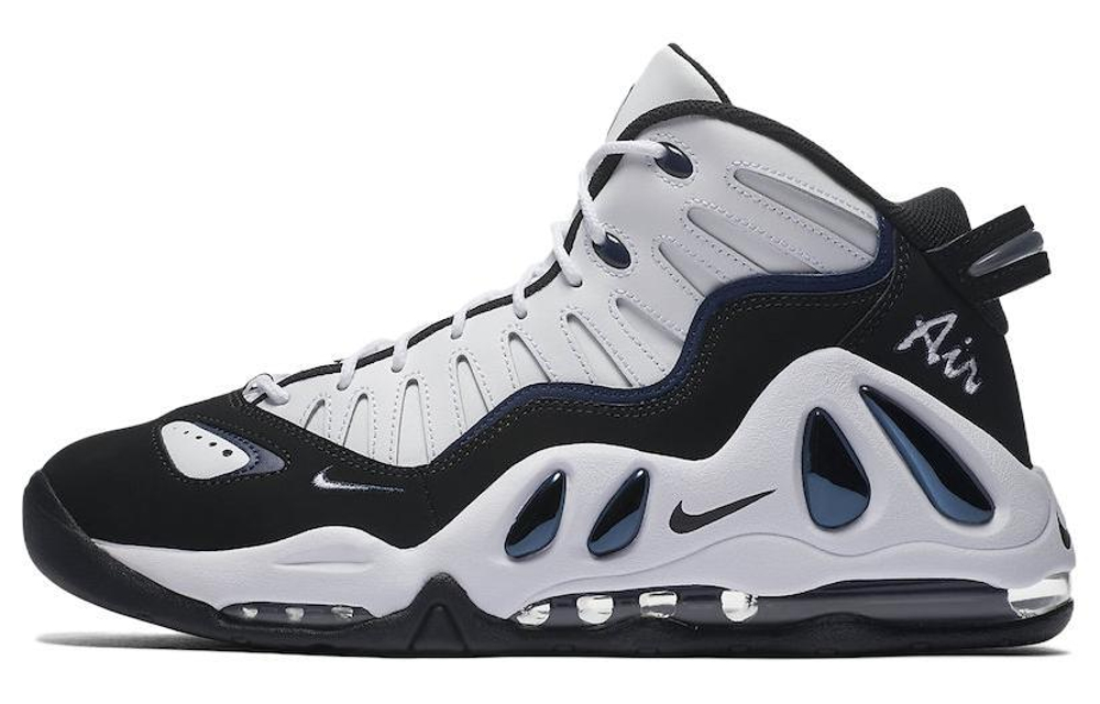 Nike Air Max Uptempo 97 White Black College Navy high-top retro basketball shoes men's black and white