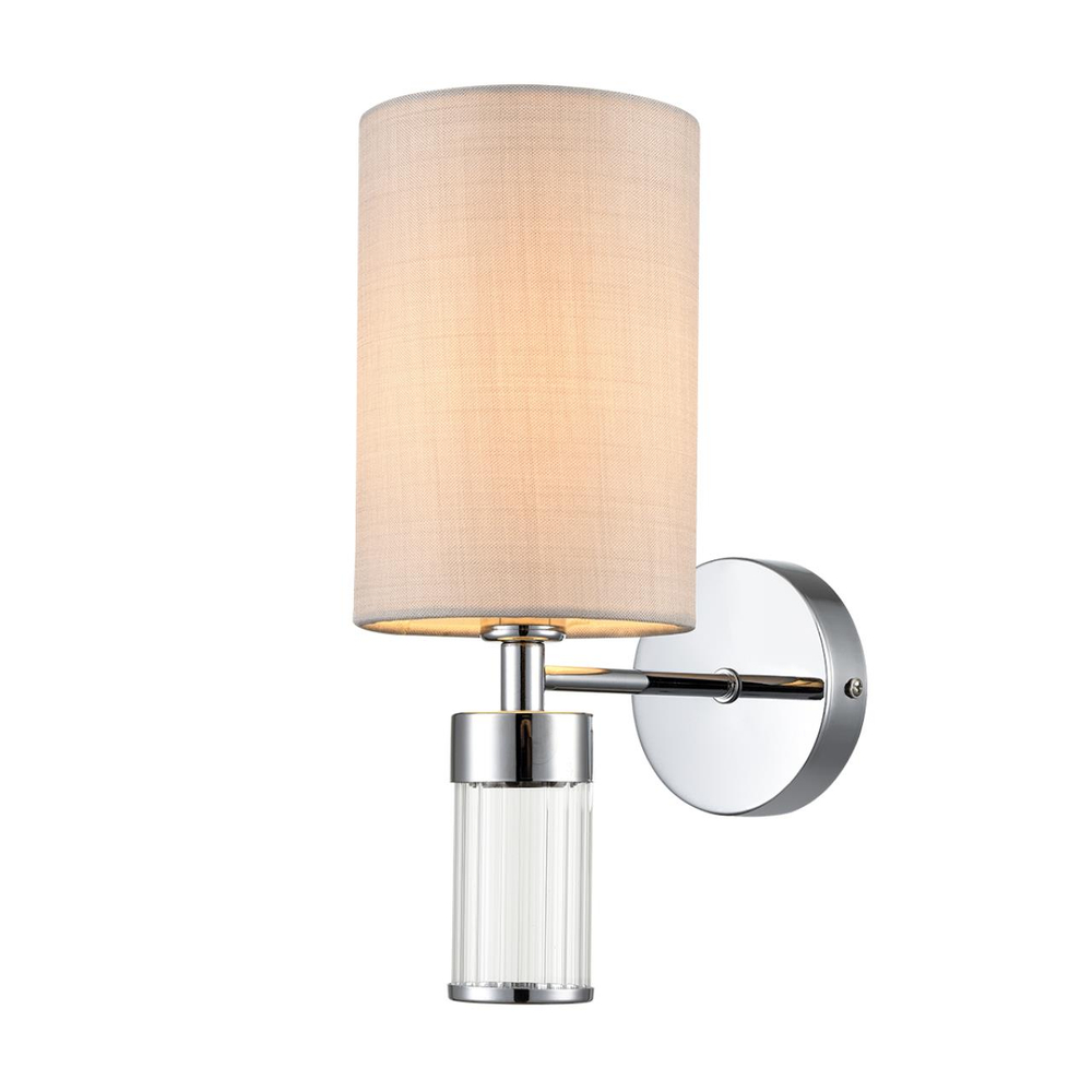 6585/1W MODERNI LN26 060 хром/бежевый, металл/текстиль, стекло Бра E14 1*40W 220V ARNIKA