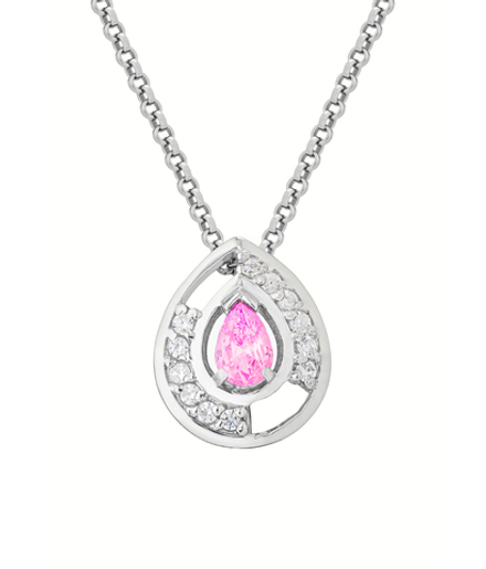 Подвес из серебра со вставками из розового и бесцветных фианитов