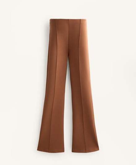 OYSHO Расклешенные брюки из хлопка, горчичный