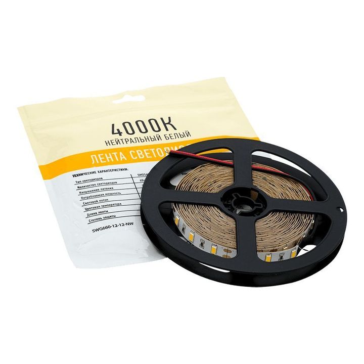 Светодиодная лента SWG 12W/m 60Led/m 5630SMD дневной белый 5M SWG660-12-12-NW-M 009275