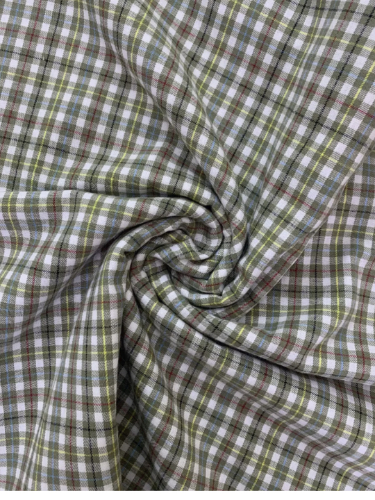 Коттон фланель сорочка принт клетка зелен/белый NB#012