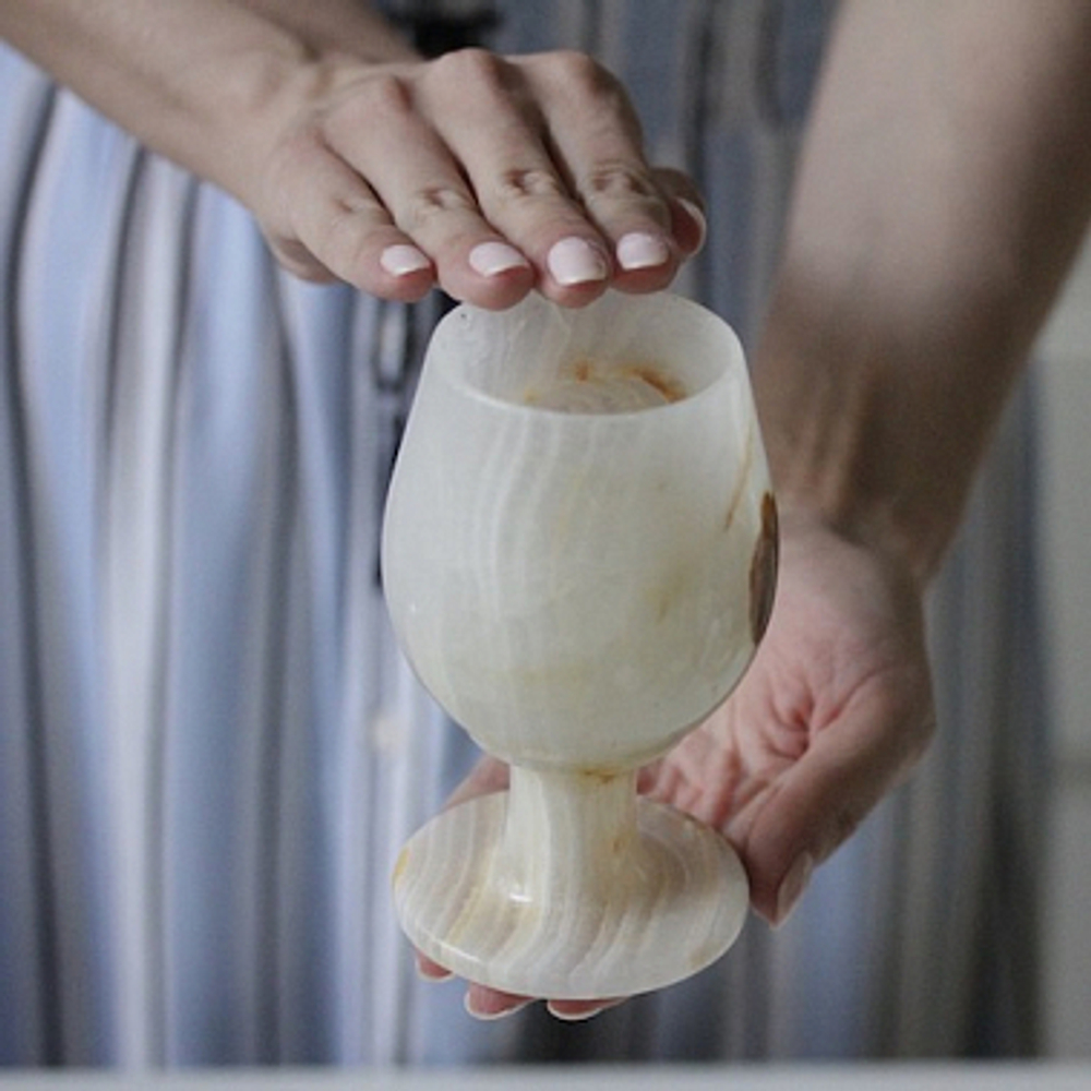 Ваза бокал на ножке Оникс природный, D7 x 12 см