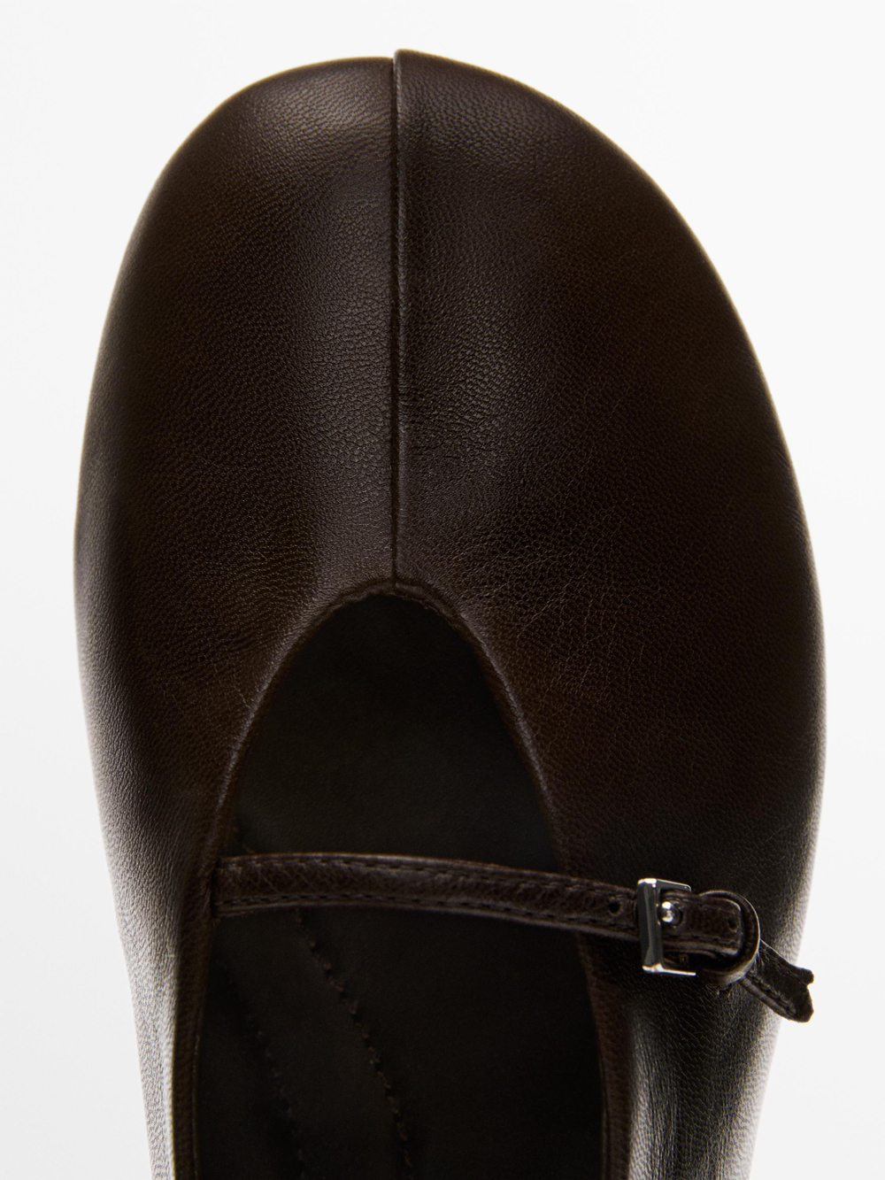 Massimo Dutti Кожаные балетки с пряжкой, коричневый