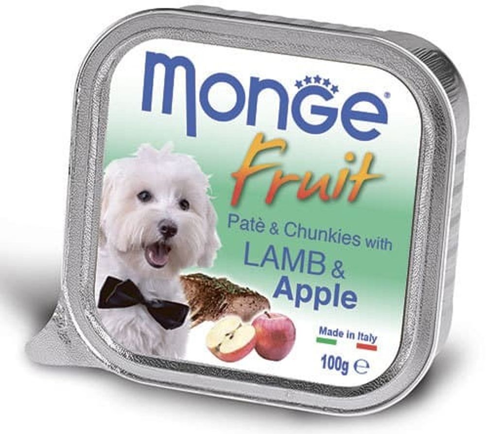 Monge Dog Fruit консервы для собак ягненок с яблоком 100 г