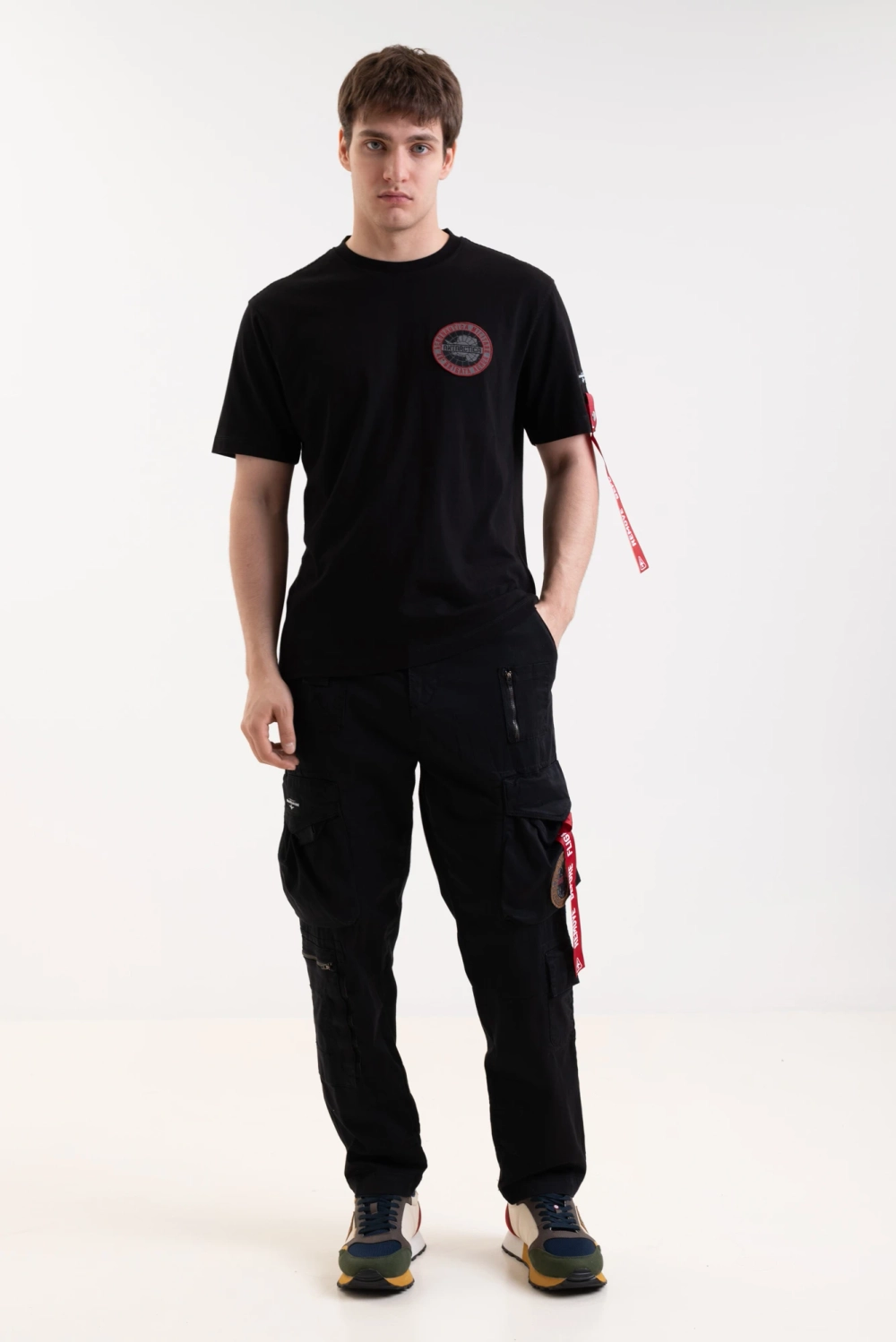 Брюки карго муж. AERONAUTICA 1582 синий красная лента на кармане(оригинальный цвет синий)