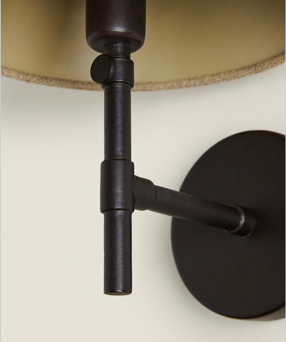 ZARA HOME НАСТЕННЫЙ СВЕТИЛЬНИК С ЛЬНЯНЫМ АБАЖУРОМ, СВЕТЛО-БЕЖЕВЫЙ