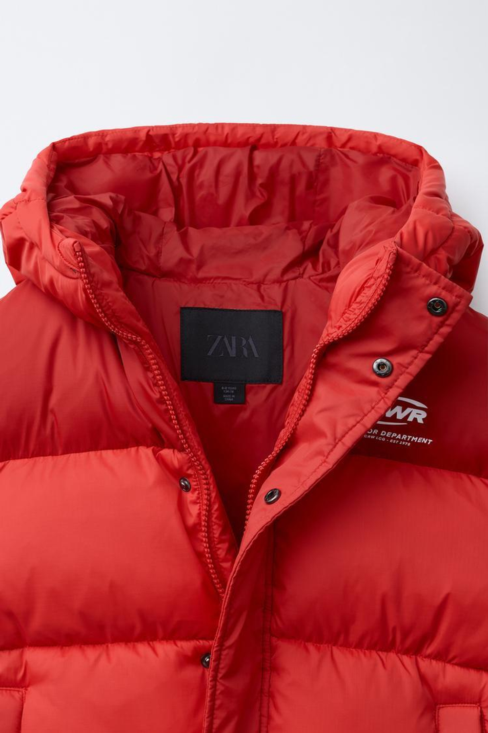 ZARA СТЕГАНАЯ КУРТКА С НАДПИСЬЮ, КРАСНЫЙ
