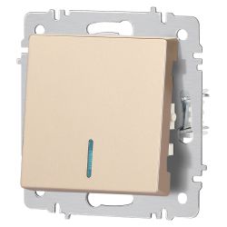 Выключатель Intro Accent 6-102-04 с подсветкой, 10А-250В, IP20, СУ, AL/CU, шампань | Intro