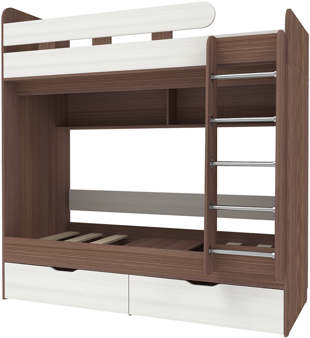 Двухъярусная кровать КарИВи Юниор 5 80x160 Бодего Темный Белое Дерево