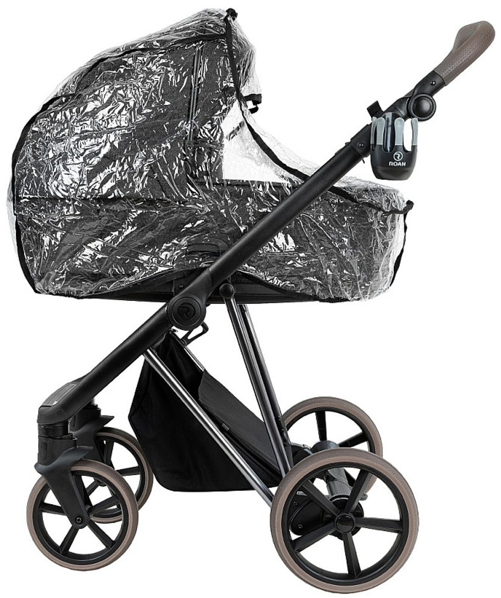 Детская коляска Roan Sol Vintage Luxury 2.0 3 в 1 с автокреслом Tutis Elo Lux EduSky Grey PIX/55/D Pixel/Dark/Nickel/руч.Cappuccino