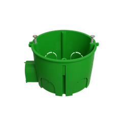 Коробка установочная ЭРА KUTS1-68-45-green зеленая 68х45мм для твердых стен с саморезами, один стыковочный узел IP20 | Коробки монтажные установочные для твердых стен