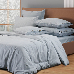 Постельное белье 2 спальное евро Sharmes Rustic голубая полоса