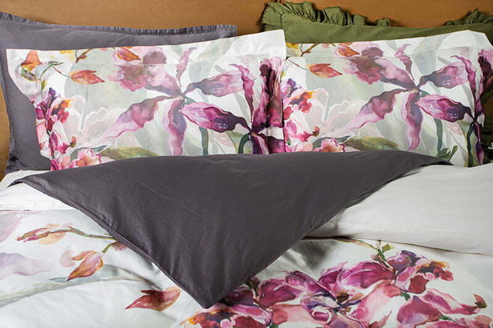 Постельное белье 1.5 спальное Decoflux Orchids Modern/White