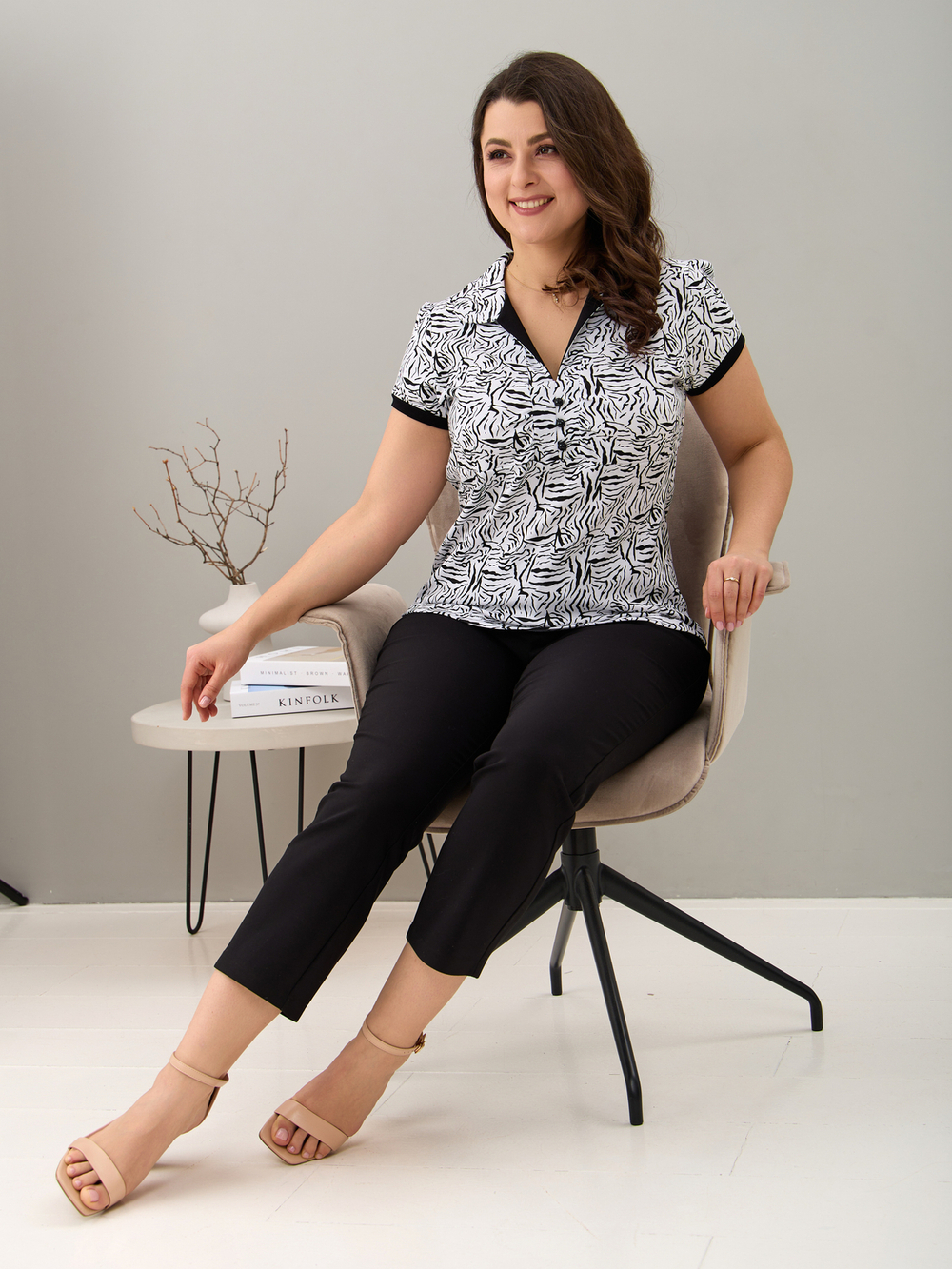 Блузка БЛ-115/белый-зебра