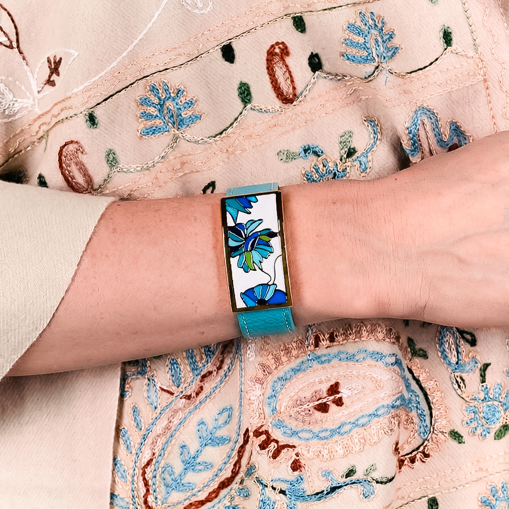 Браслет Fiore Luna на бирюзовом кожаном ремешке CB13599-4