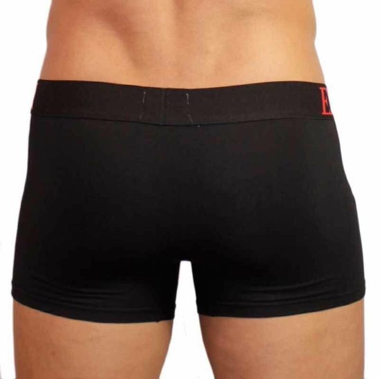 Мужские трусы боксеры черные Emporio Armani с красно-синей резинкой