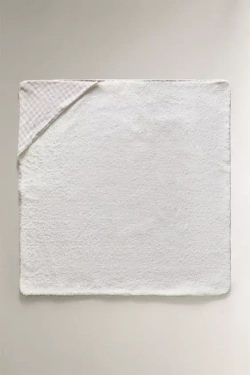 ZARA HOME ПОЛОТЕНЦЕ С КАПЮШОНОМ В КЛЕТКУ ДЛЯ ДЕТЕЙ, СИНИЙ