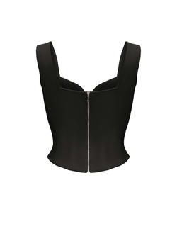 Драпированный удлиненный корсетный топ из эко-кожи