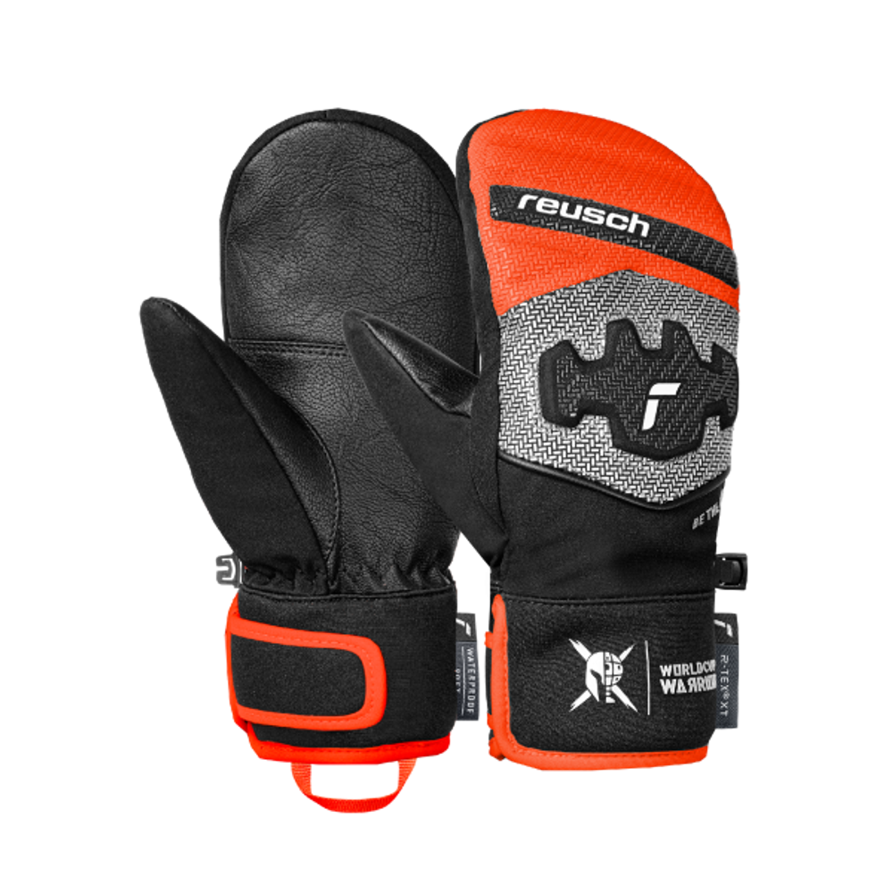 REUSCH 25/26 варежки горнолыжные юниорские 6571544_7588 Worldcup Warrior Prime R-Tex XT Junior Mitten Bl/Sil/Fl Red