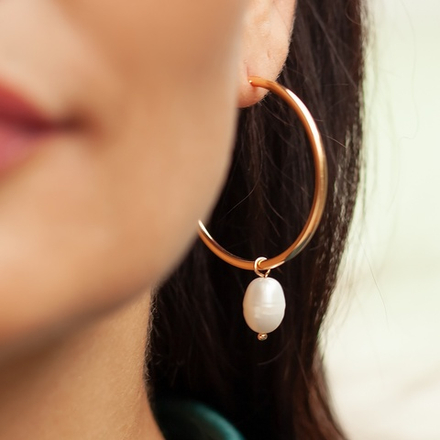 Серьги Fiore Luna White Pearle Ring LE6089 G