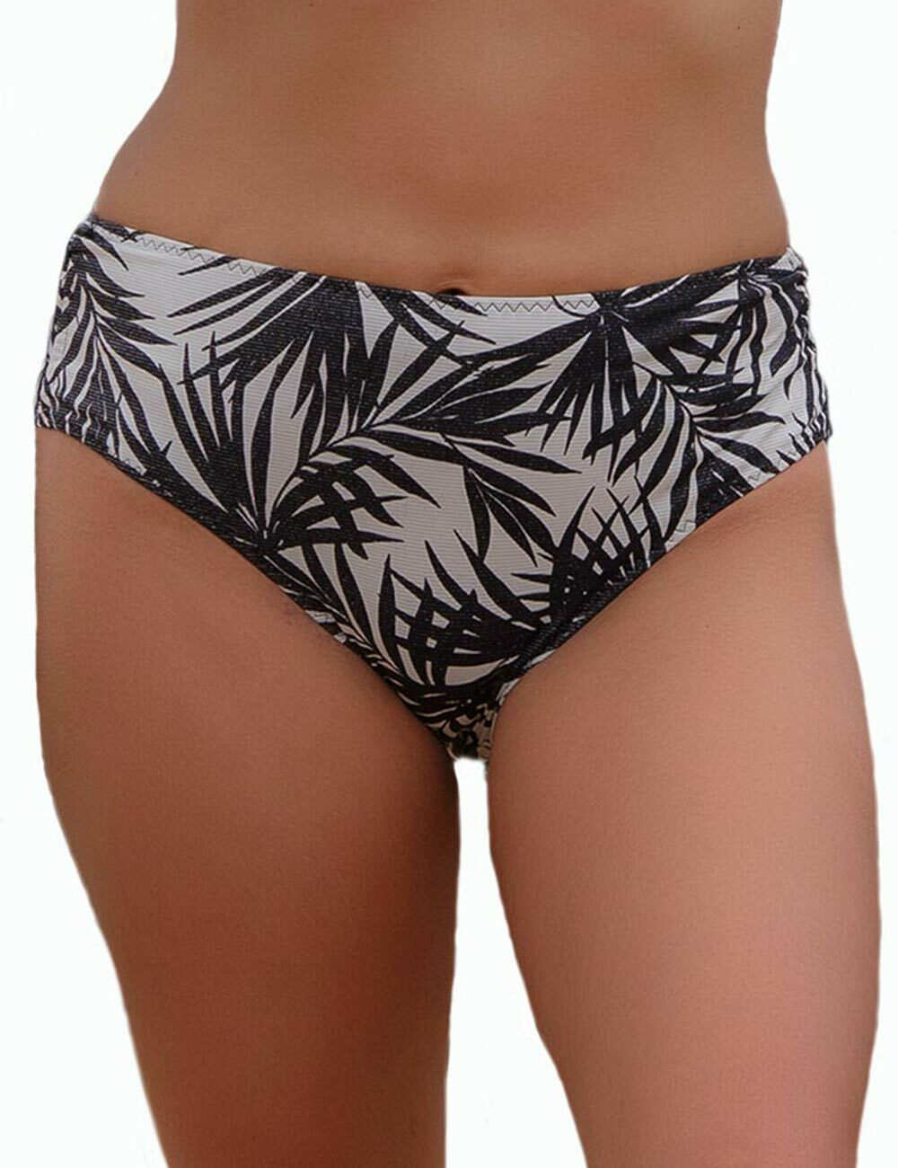 Плавки-слипы из ткани с растительным принтом с люрексом (Размер: M) (Цвет: черный с белым)