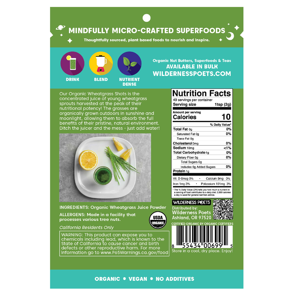 Wilderness Poets, Органический порошок сока ростков пшеницы, 3,5 унции (99 г)