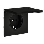 Накладка для розетки с заземлением, защитными шторками и крышкой, S70 (черный матовый)