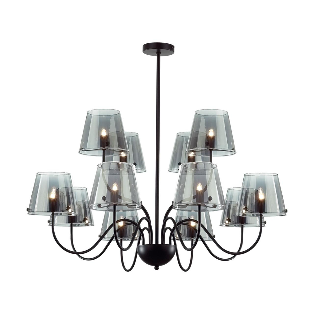 6570/12C MODERNI LN26 212 черный/дымчатый/металл/стекло Люстра потолочная G9 12*20W 220V SMOKY