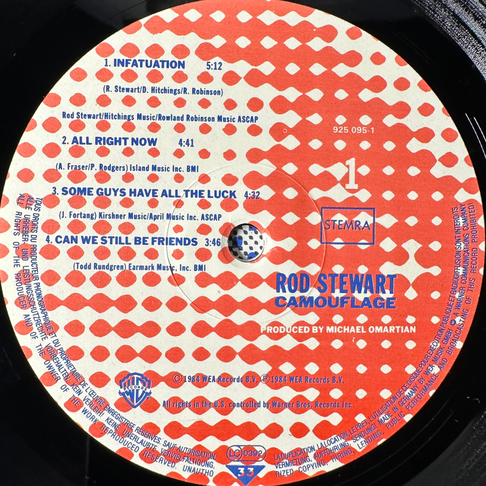 Rod Stewart ‎– Camouflage (Голландия 1984г.)