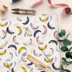 Ткань муслин разноцветные бананы