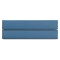 Простыня на резинке из премиального сатина джинсово-синего цвета из коллекции essential,  180х200х30