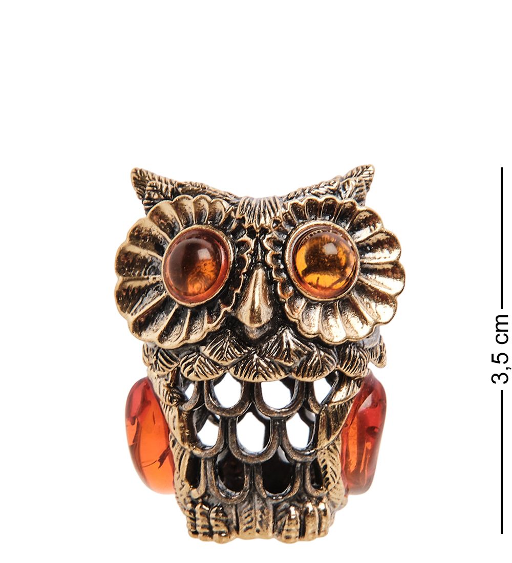 AM-2987 Наперсток «Совушка» (латунь, янтарь)