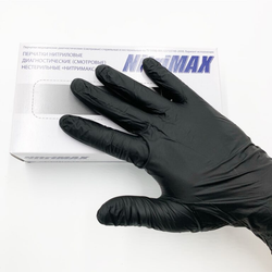Перчатки NitriMax размер L, черные, нитриловые неопудренные нестерильные-100шт (50 пар)