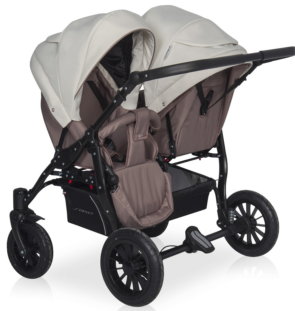 Детская коляска для двойни Riko Basic Saxo 2 в 1 03 бежевый-коричневый