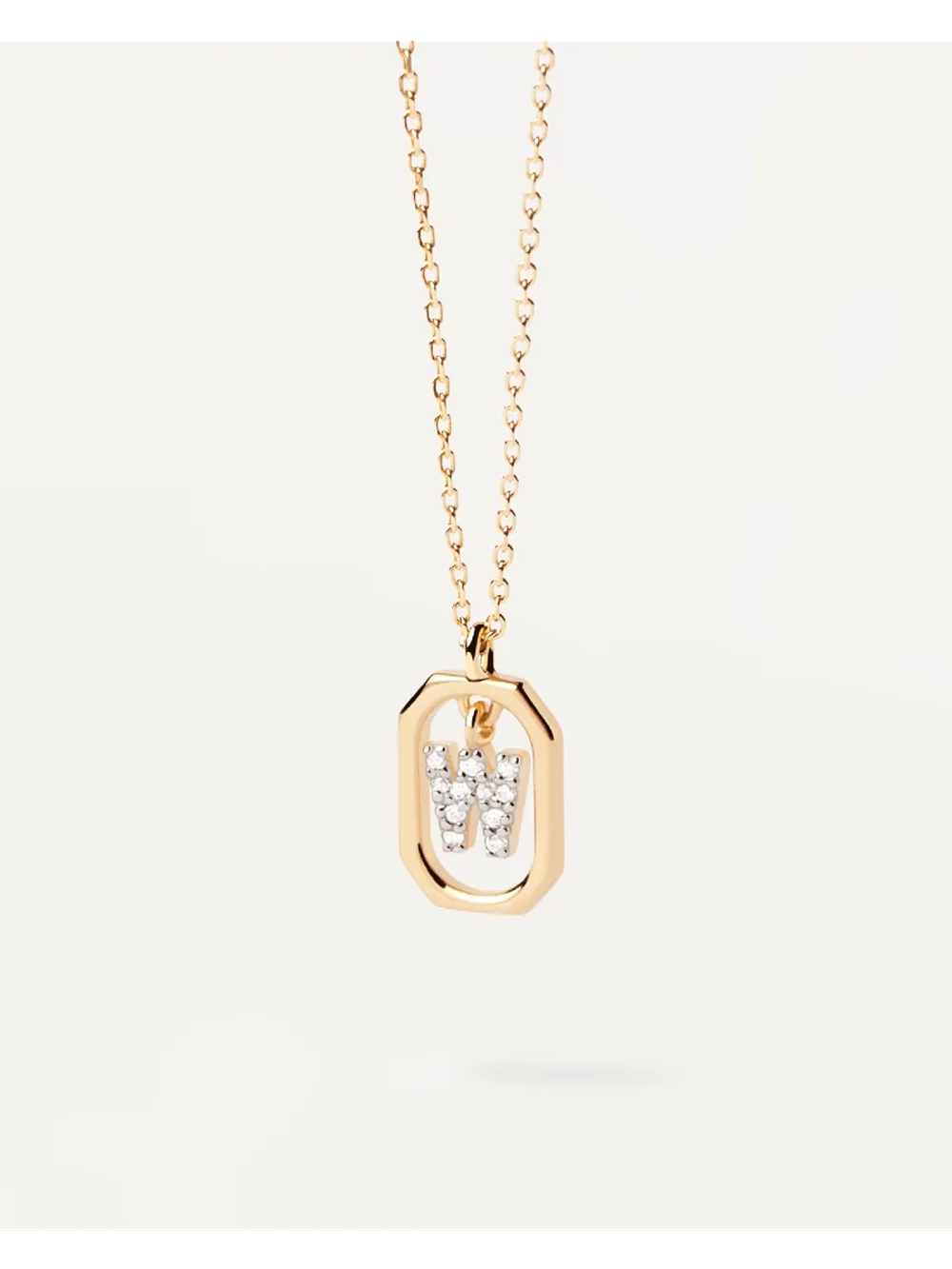 Колье женское PDPaola Мини-Буква W серебро 925 пробы покрытое золотом 750 пробы CO01-534-U